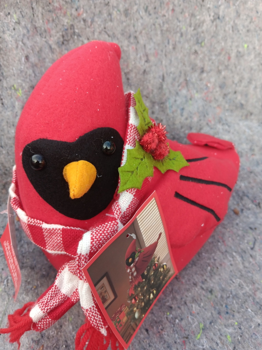 Holiday Red Cardinal Bird Plush with Scarf